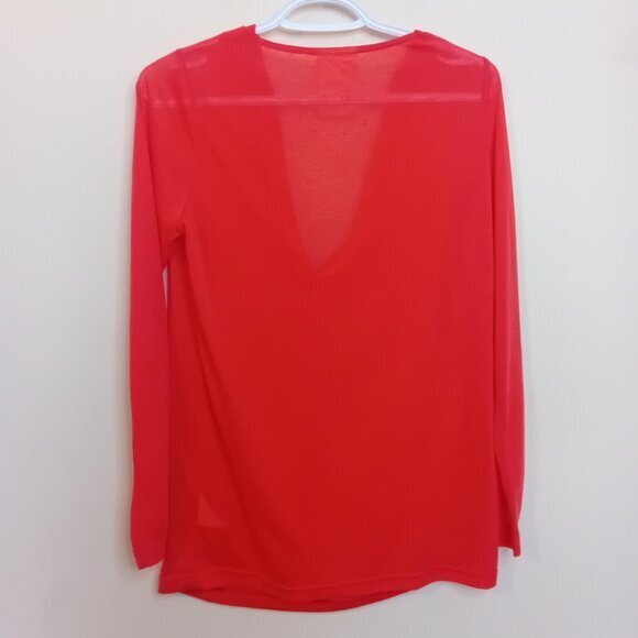 The Bay Women's Rococo Sheer Red Lightweight Blouse Cowl Neck Ruched NO SIZE - Picture 6 of 11